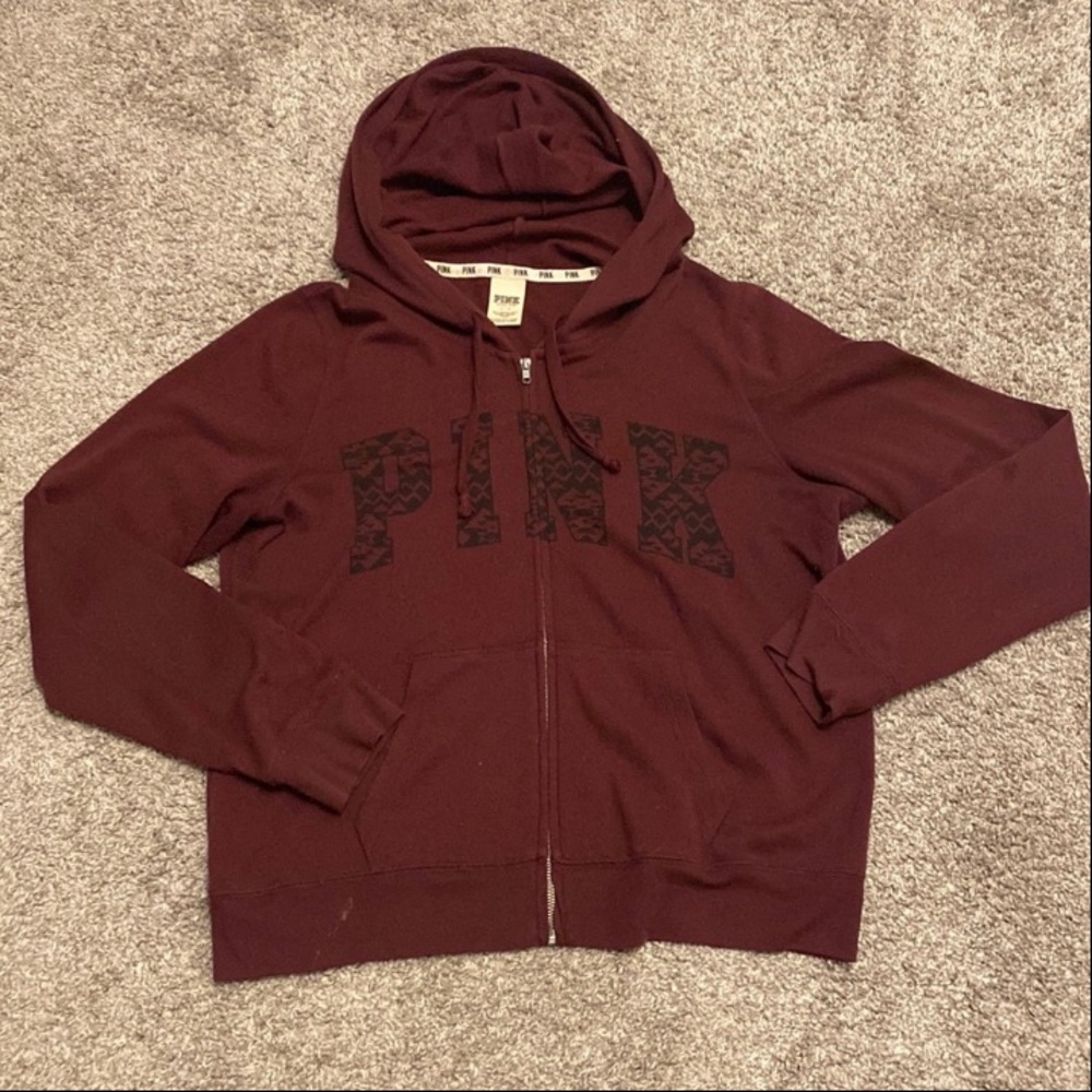 VS Pink Aztec Burgandy Hoodie Size: Large